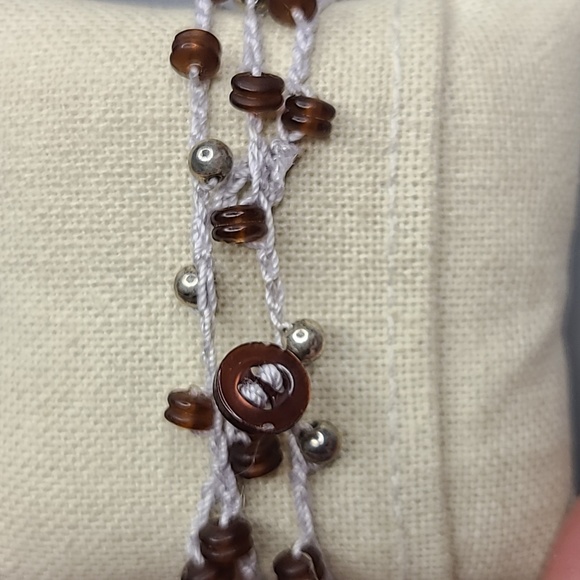 Men's Double Wrap Bracelet Light Gray Silver Brown Beads Handmade Everyday Basic - Picture 3 of 5